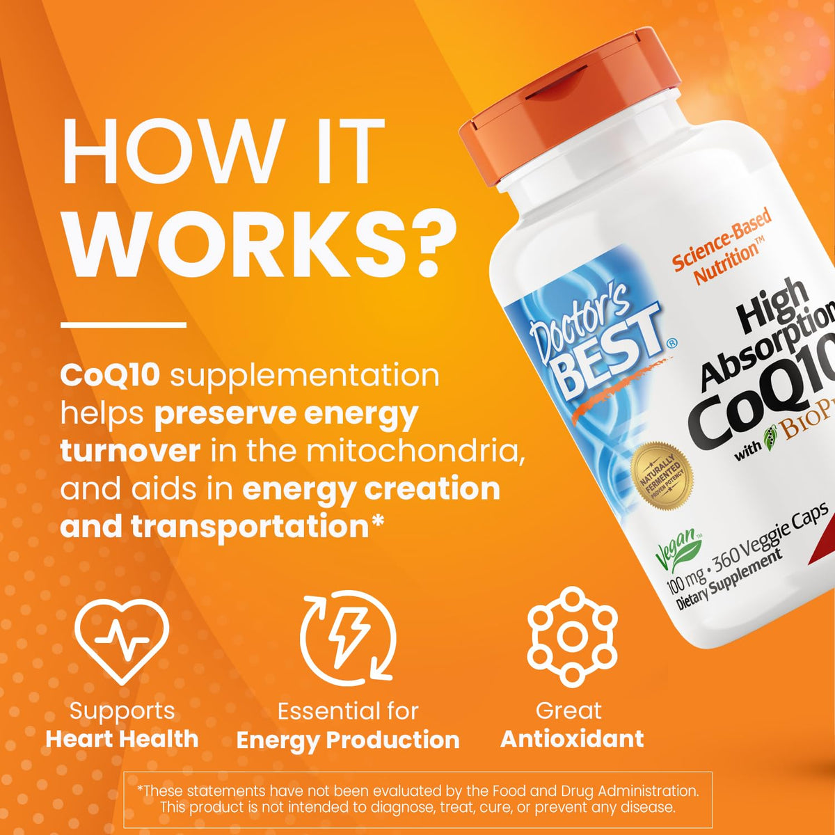 Doctor's Best High Absorption CoQ10 with BioPerine, Gluten Free, Naturally Fermented