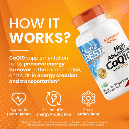 Doctor's Best High Absorption CoQ10 with BioPerine, Gluten Free, Naturally Fermented