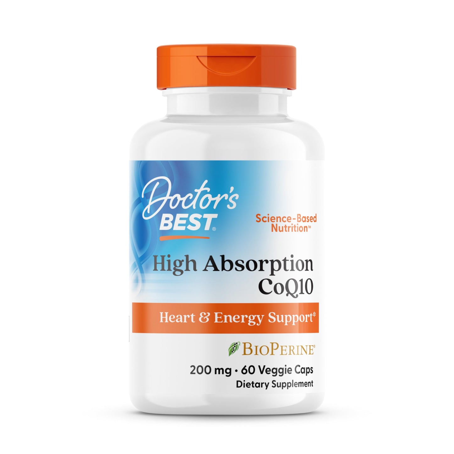 Doctor's Best High Absorption CoQ10 200mg with BioPerine Supplement - Coenzyme Q10 Caps for Heart Health & Antioxidant Support, CoQ10 200 mg for Women & Men, Non GMO - 60 Veg Capsules
