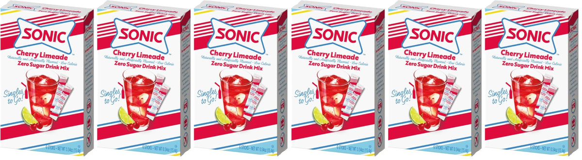 Sonic Cherry Limeade Singles to Go Powdered Drink Mix - 18 Sticks Total - Convenient and Refreshing On-the-Go Beverage