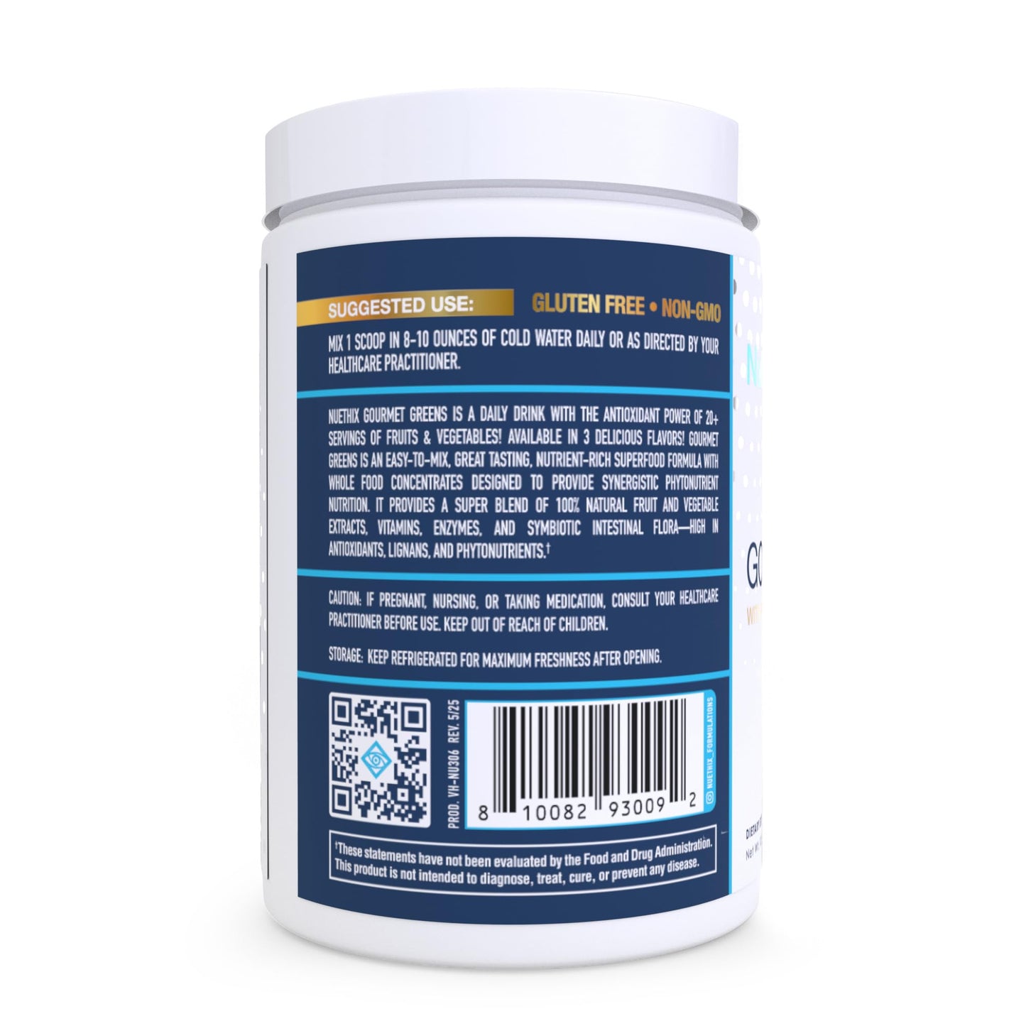 NuEthix Formulations Gourmet Greens Drink Powder Dietary Supplement with Fruit and Vegetable Superfoods and Probiotics, Berry, 30 Servings