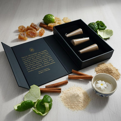 Siam Benzoin Natural Incense Cones - Sweet Vanilla & Sandalwood - Charcoal Free, Long Burning 60 Mins - Premium Thai Incense Cones Scented for Home, Meditation, Yoga & Relaxation
