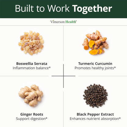 Turmeric Boswellia Supplement w/Ginger – Gut Friendly Joint Supplement 60Ct