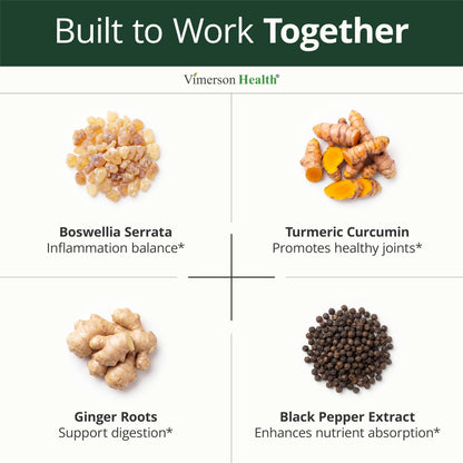 Turmeric Boswellia Supplement w/Ginger – Gut Friendly Joint Supplement 60Ct