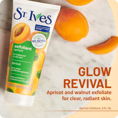 St. Ives Apricot Facial Scrub, Fresh Skin – Face Exfoliant for Balanced to Oily Skin, 6 Oz Ea