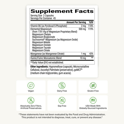 BIOptimizers Magnesium Breakthrough Supplement with 500mg - 7 Forms of Magnesium: Glycinate, Malate, Citrate, and More - Natural Support for Sleep and Cognitive Function -60 Capsules- Calming Vitamins