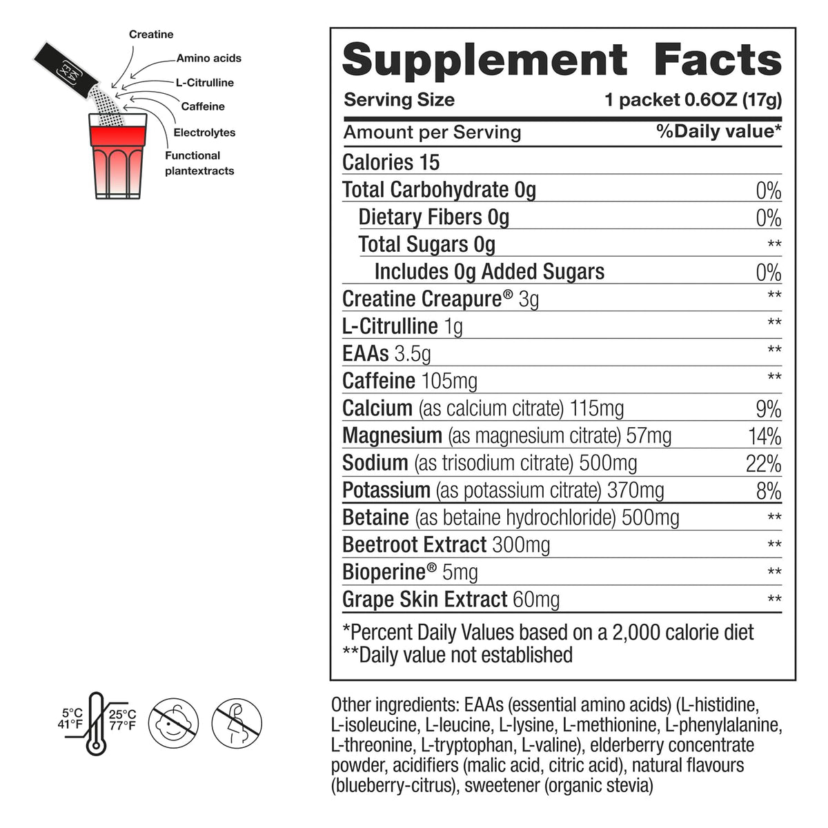 KA EX Creatine EAA+ Booster, 3-in-1 Performance Drink 7 Pack