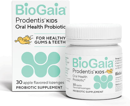 BioGaia Prodentis Kids | Dental Probiotics for Teeth and Gums | Promotes Good Oral Health & Gut Health Too | Oral Probiotics | 30 Apple-Flavored Lozenges | 1-Pack