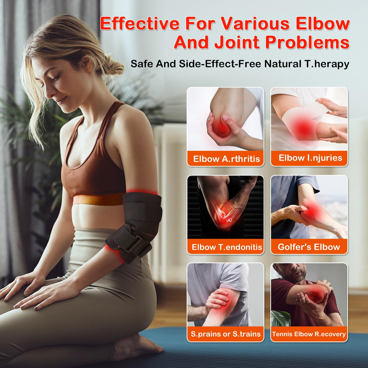 JOBYNA Red and I.nfrared L.ight T.herapy for Elbow Wrap, 850nm Near I.nfrared L.ight & 660nm