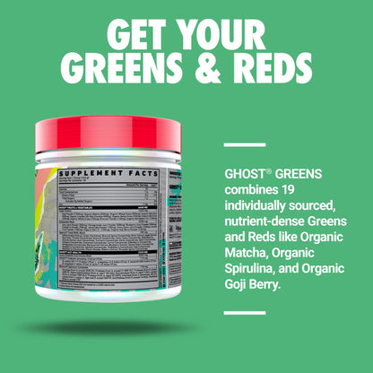 GHOST Greens Powder, Guava Berry - 30 Servings - 19 Superfood Greens & Reds Powder, Fruits, Vegetables, Spirulina, & Chlorella, Prebiotics, 10 Billion CFU Probiotic & Digestive Enzymes - Gluten-Free
