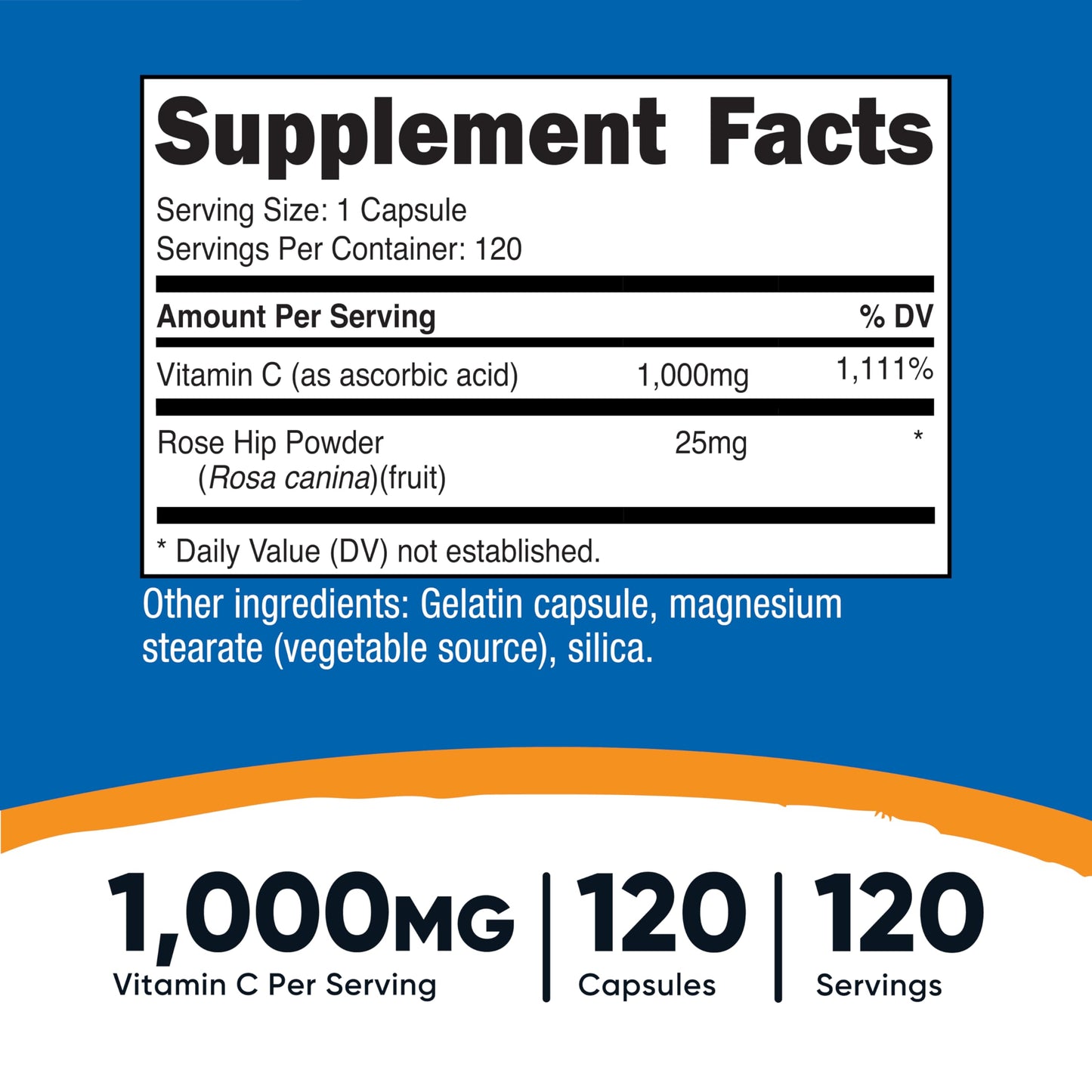 Nutricost Vitamin C with Rose Hips 1025mg, 240 Capsules, Gluten Free | Vitamin C 1,000mg, Rose Hips 25mg, GMO-Free