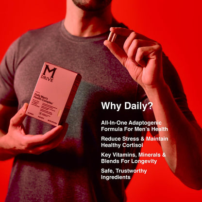 Mdrive Daily Mens Health Complex Ashwagandha Prostate Support 60 Capsules | All In One Classic T Formula Energy Boost Stress Relief Joint Eye Care Vitamin B12 KSM-66 Beta Sitosterols Cortisol Control