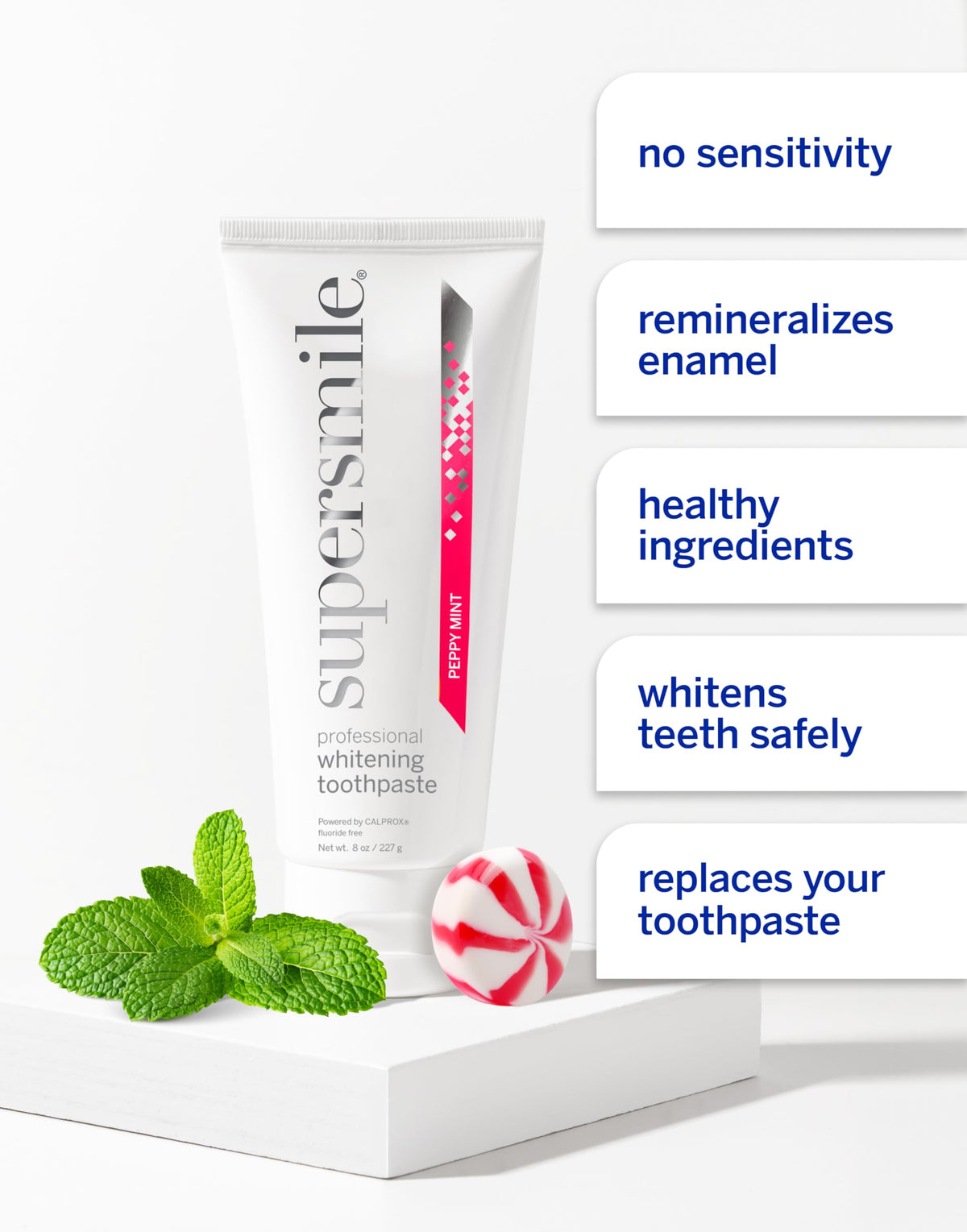 Supersmile Original Mint Whitening Toothpaste, 8 Oz, Whitens 6 Shades