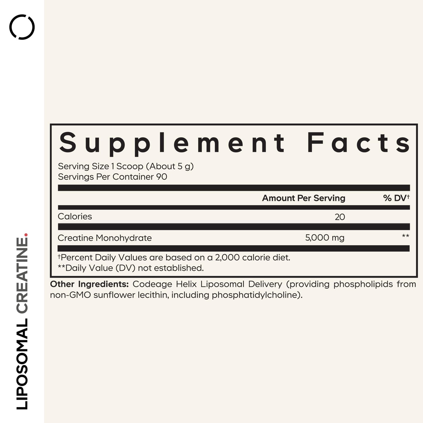 Codeage Liposomal Creatine Powder, 5000mg, Monohydrate, Unflavored, 90 SRV | Liposomal micronized creatine monohydrate, 5 g per serving, unflavored. Three-month supply. Non-GMO.