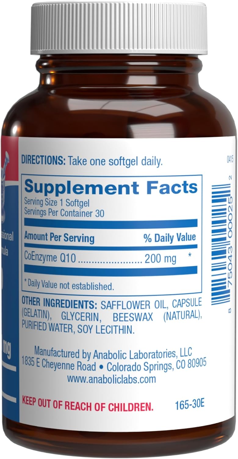High Absorption CoQ10 200mg Softgels - Clinical Formula Coenzyme Q10 200mg for Skin Heart Energy Antioxidant and Brain Support - Easy to Swallow - Made in The USA in cGMP Facilities - 30 Servings