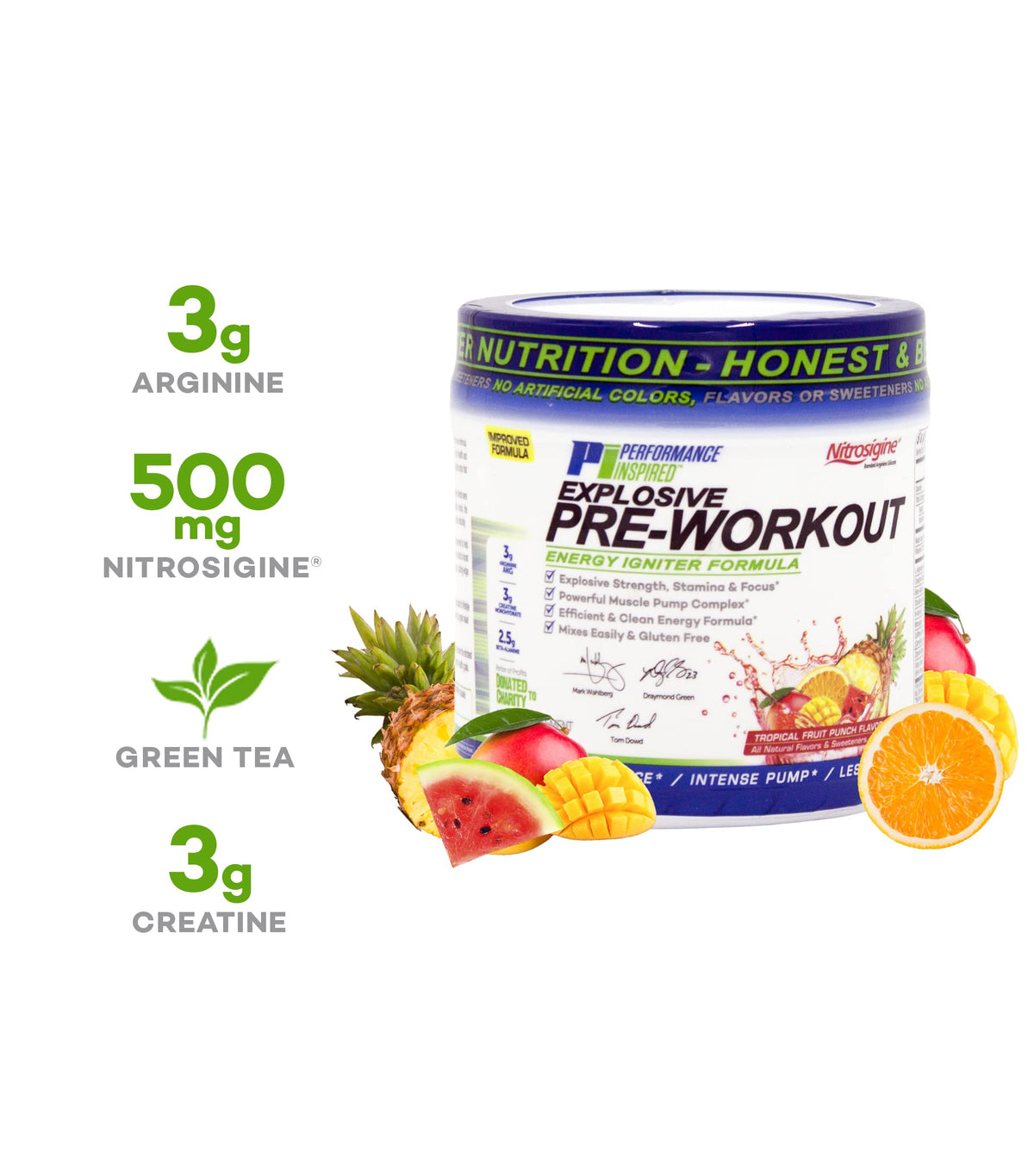 Performance Inspired Nutrition PreWorkout Powder - All Natural - G-Free & Vegan Formula