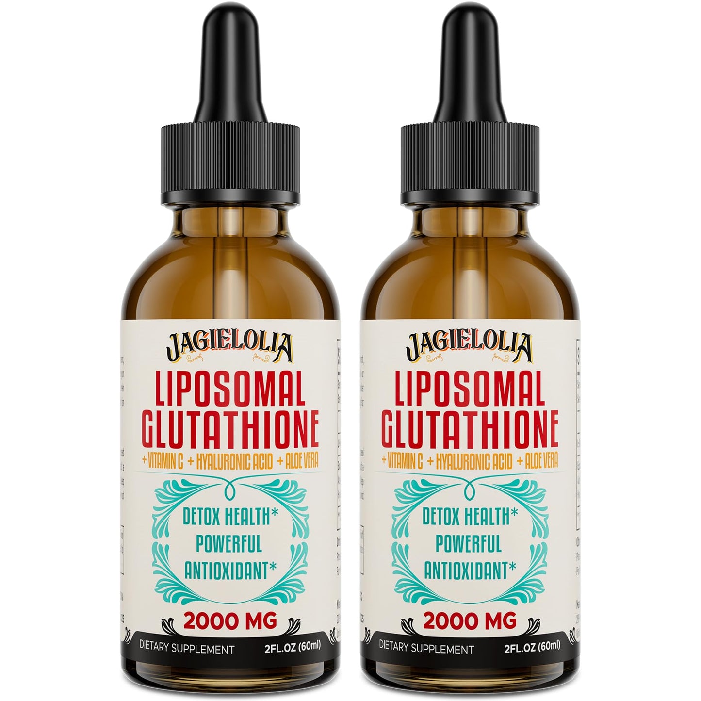 Jagielolia 2000MG Liposomal Glutathione Liquid, Made in The USA, Reduced Glutathione Supplement, Enhanced Absorption, Non-GMO, Powerful Antioxidant for Immune System, Energy, Aging Defense, 2 Floz