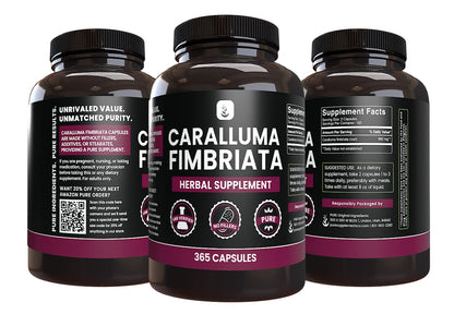 PURE ORIGINAL INGREDIENTS Caralluma Fimbriata (365 Capsules) No Magnesium Or Rice