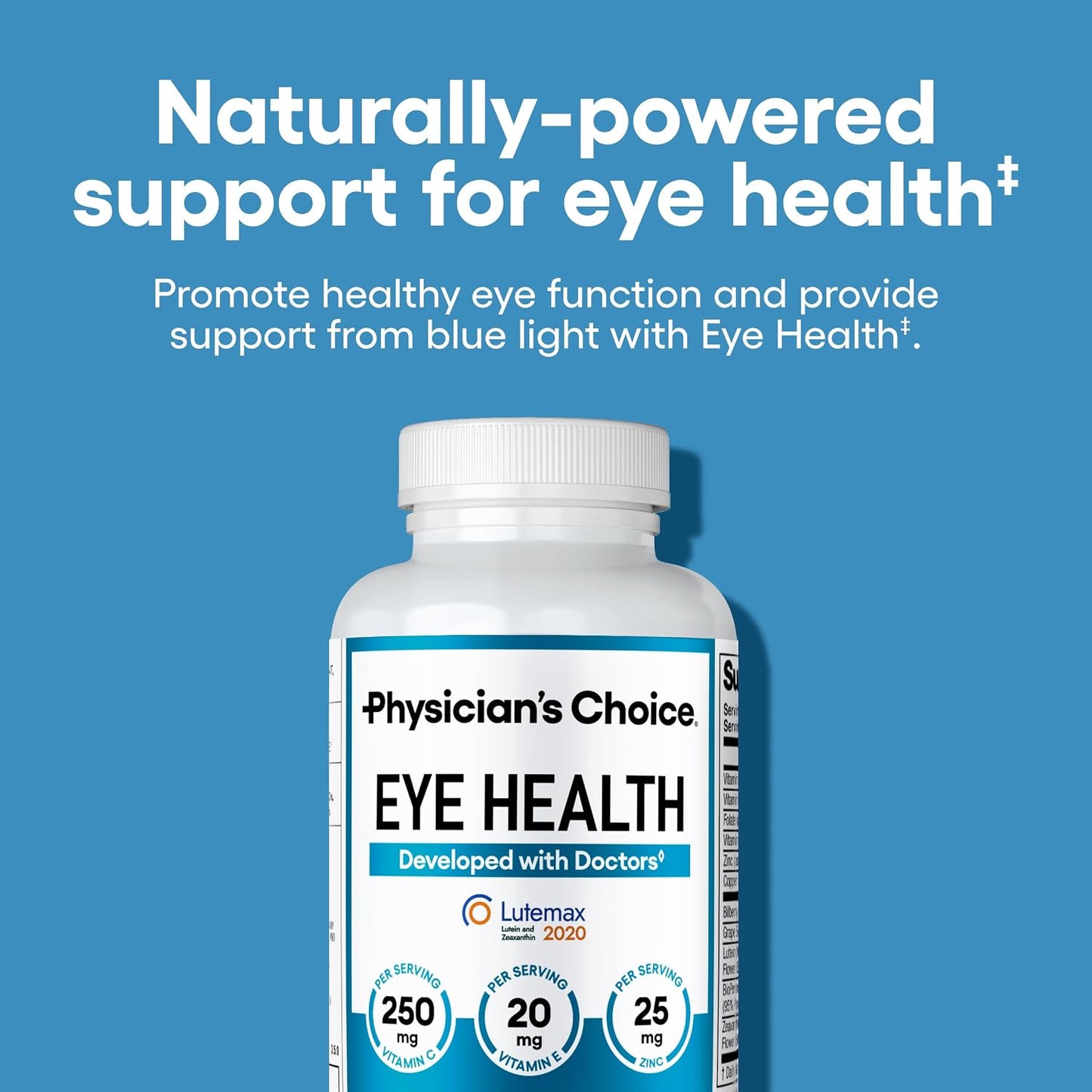 Physician's Choice Eye Health - Lutein, Zeaxanthin & Bilberry Extract - Supports Eye Strain, Dry Eyes, and Vision Health - 2 Award-Winning Clinically Proven Eye Vitamin Ingredients - Carotenoid Blend