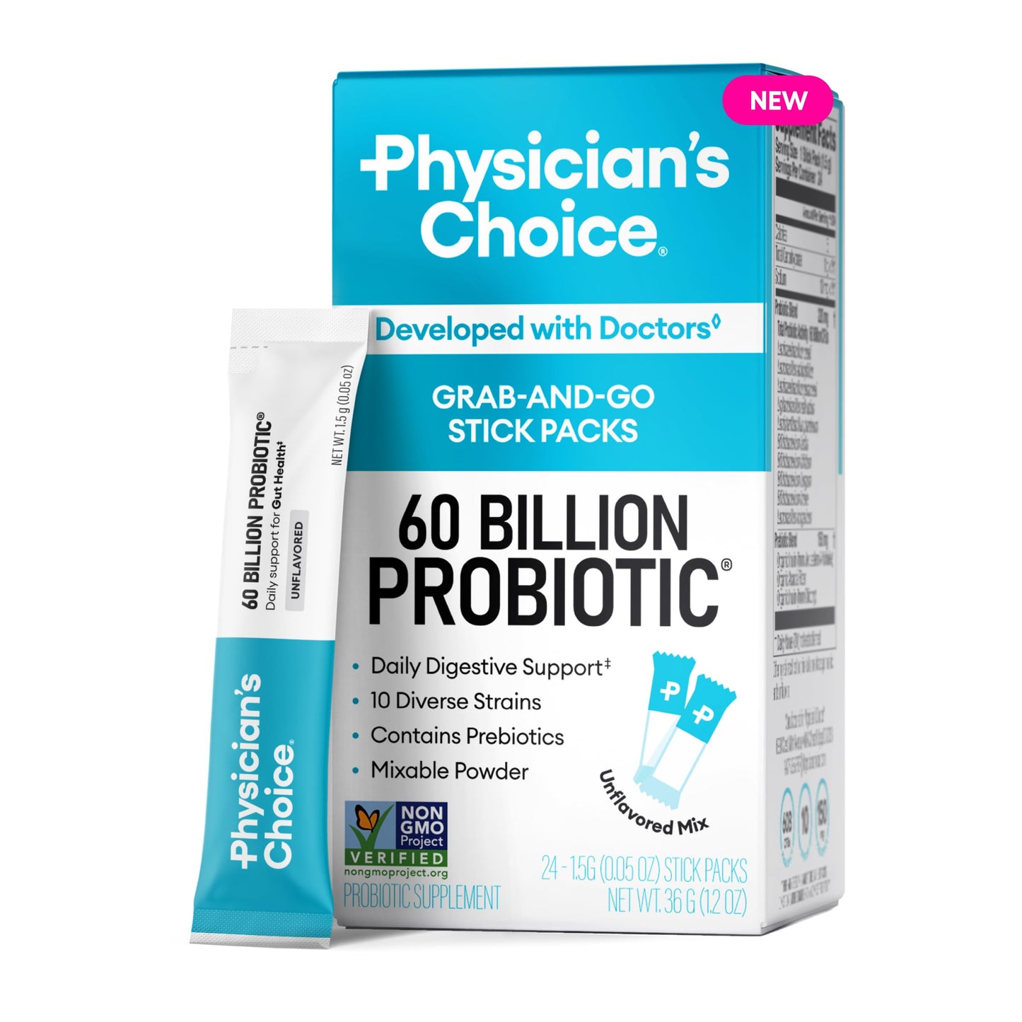 Physician's CHOICE Probiotics 60 Billion CFU - 10 Strains + Organic Prebiotics - Immune, Digestive & Gut Health - Supports Occasional Constipation, Diarrhea, Gas & Bloating - for Women & Men - 30ct