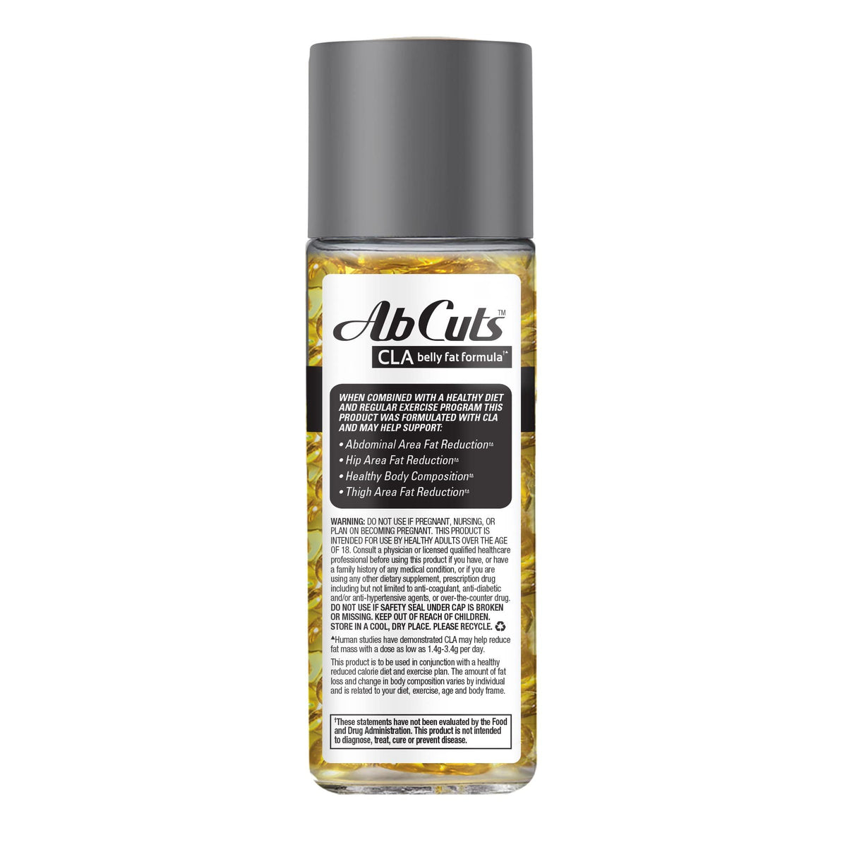 AbCuts CLA Belly Fat Formula - 120 Easy-to-Swallow Softgels - Omega 3 Fish Oil