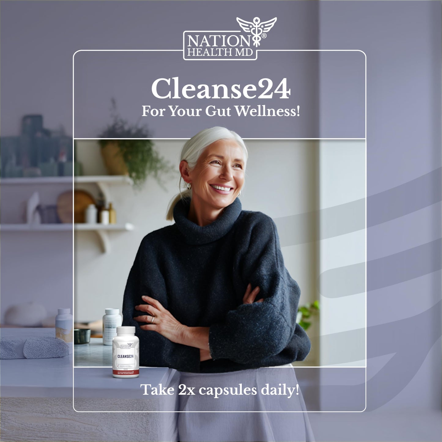 Cleanse24 | Intestinal Cleanse for Humans with Wormwood | Gut Cleanse for Men & Women, Herbal Intestinal Cleanse, Papaya, Black Walnut, 30 Days Supply, 60 Capsules