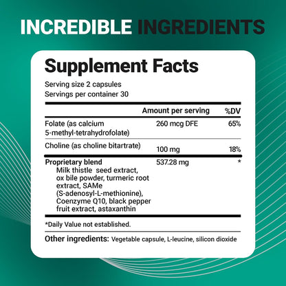 Dr. Berg Liver Cleanse Detox Capsules w/Unique Blend of Milk Thistle, Ox Bile & Folate - Liver Supplement Includes Turmeric, Black Pepper & Choline - 60 Capsules