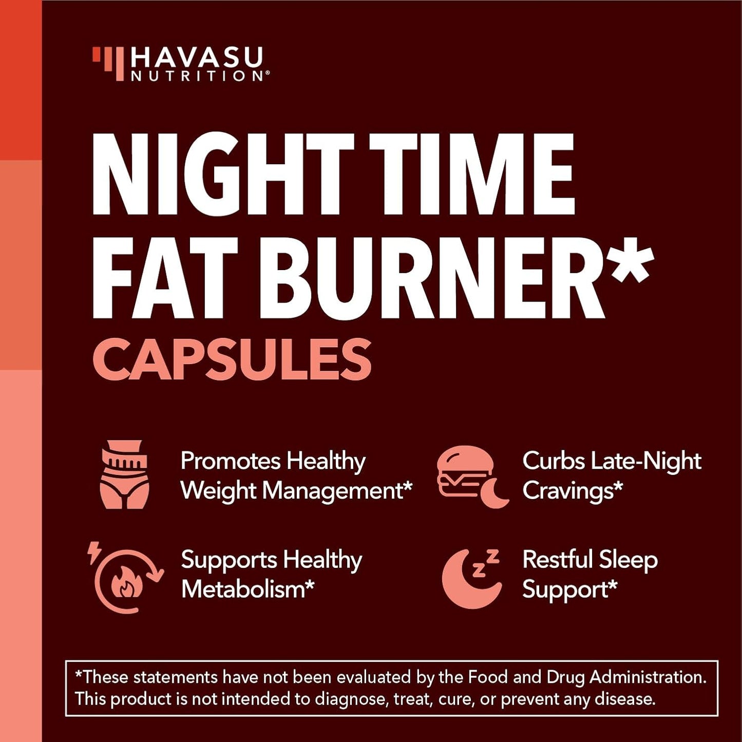 Night Time Fat Burner for Weight Loss Support for Men and Women, 60 Count | Appetite Suppressant and Overnight Metabolism Booster with Melatonin for Sleep Support, Vegan, Gluten Free, 60 Servings