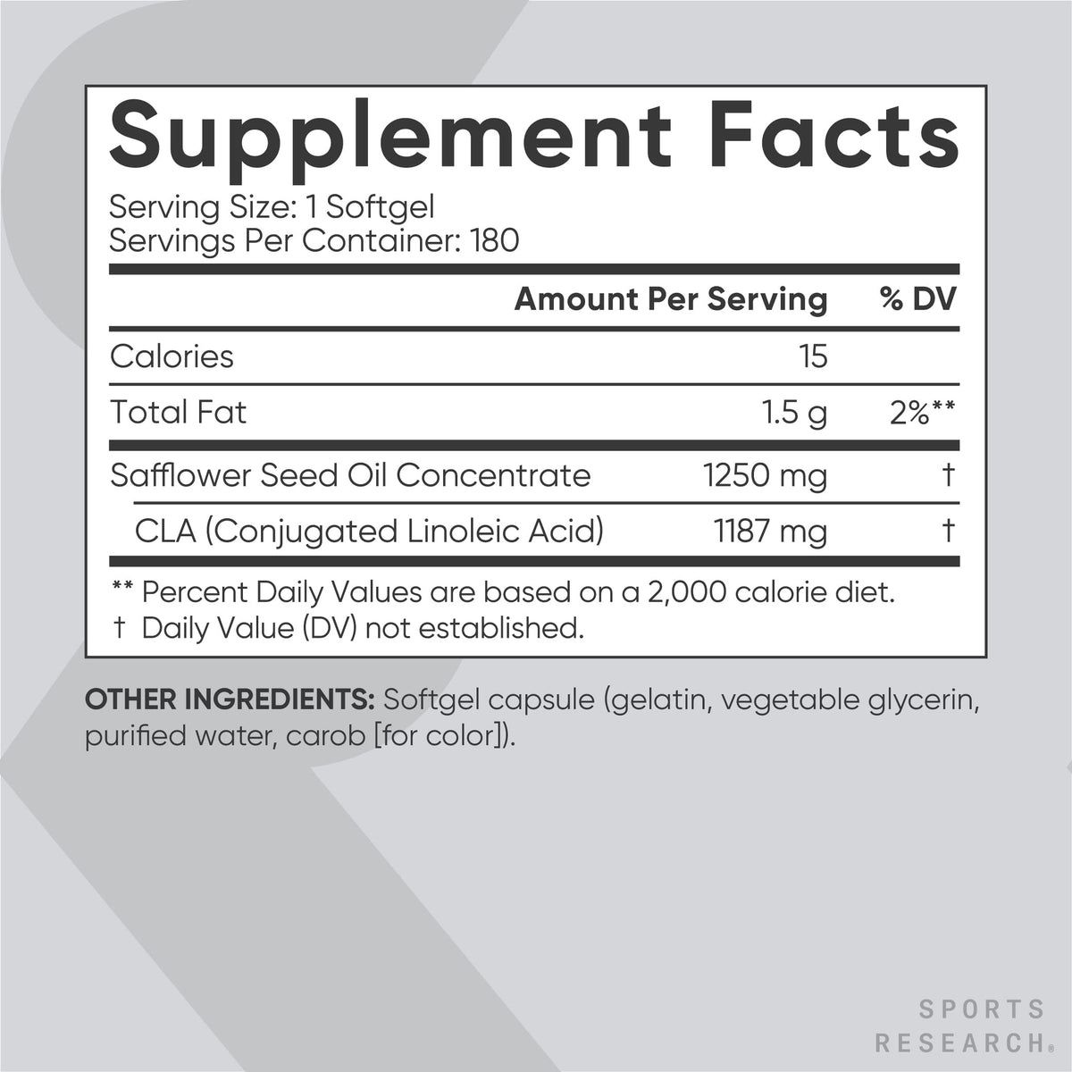 Sports Research CLA - 1250mg with Active Conjugated Linoleic Acid for Men and Women