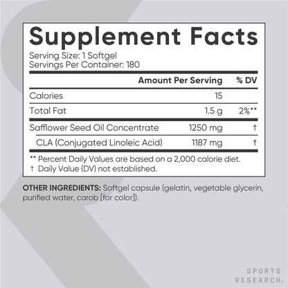 Sports Research CLA - 1250mg with Active Conjugated Linoleic Acid for Men and Women