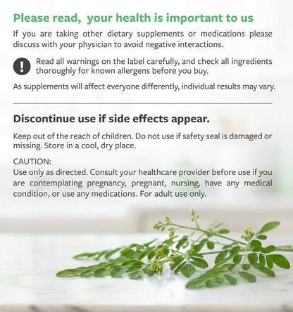 USDA Organic Moringa Capsules - High Potency Organic Moringa 500mg Extract 10:1 Per 1 Capsule Serving - Nutrient Dense Green Superfood Antioxidant - Vegan & Non-GMO Moringa (2 Month Supply)