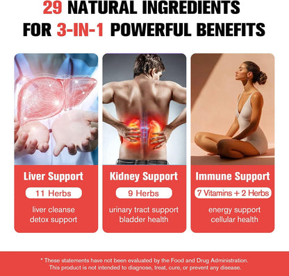 Kidney and Liver Cleanse Detox & Repair Drops, Cranberry and Milk Thistle Supplement with Artichoke, Astragalus, Horsetail – Natural Herbal for Liver, Kidney, Urinary Tract, Bladder, 60ml