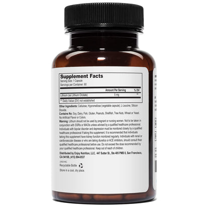 Lithium Orotate - 5mg of Elemental Lithium per Vegetarian Capsule