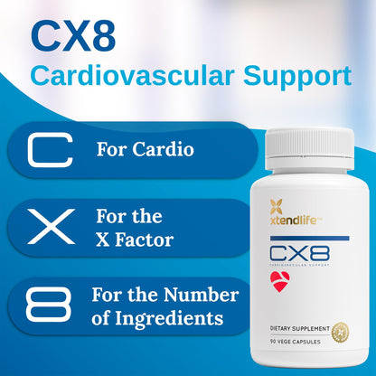 Xtendlife CX8 Heart Health Supplement for Cardiovascular Support, Circulation, and Arterial Health - with Vitamin K2 MK7, D3, Tocotrienols, and Sea Buckthorn-30 Day Supply