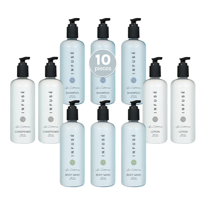 1-Shoppe Aquavera 10 Piece Ecobox All-In-Kit | White Tea and Coconut Soap | 3 Shampoo