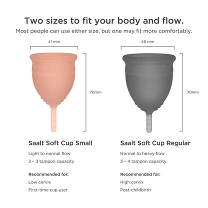 Saalt Soft Menstrual Cup - Best Sensitive Reusable Period Cup - Wear for 12 Hours - Tampon and Pad