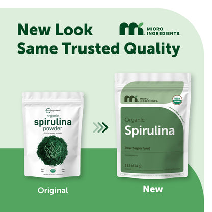Organic Spirulina Powder, 1lb | Blue-Green Algae, Naturally Occurring Vegan Protein, Vitamins & Minerals | Source of Natural Chlorophyll & Enzymes | Non-GMO, Gluten-Free, No Additives