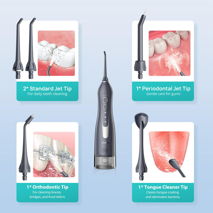 COSLUS ADA Accepted C20 Water Dental Flosser Pick, Professional Set Black