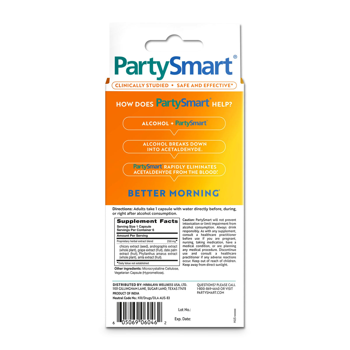 Himalaya PartySmart Liver Support, Better Morning After Drinking,12 Capsule