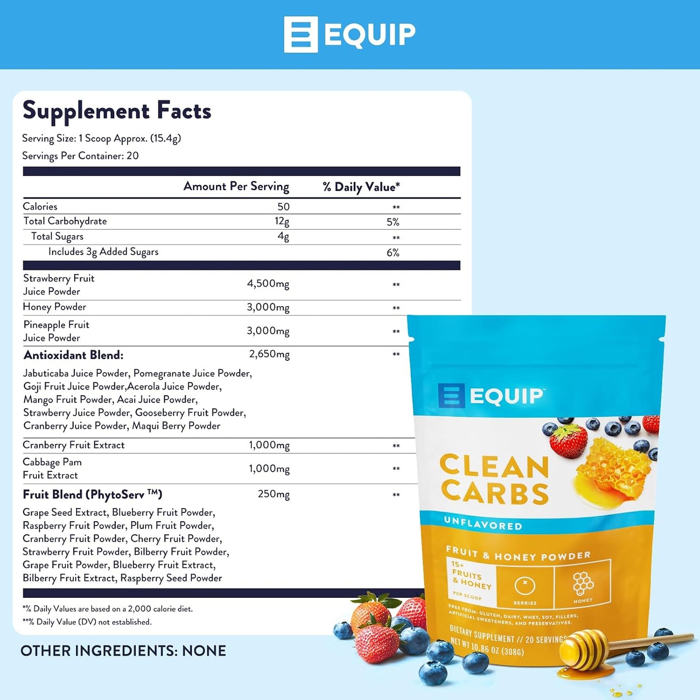 Equip Foods Clean Carbs - Sweet Potato Powder - Plant Based Pre Workout Carb Powder, Made from Dried Sweet Potatoes Vanilla Flavor - 1.7 Pounds