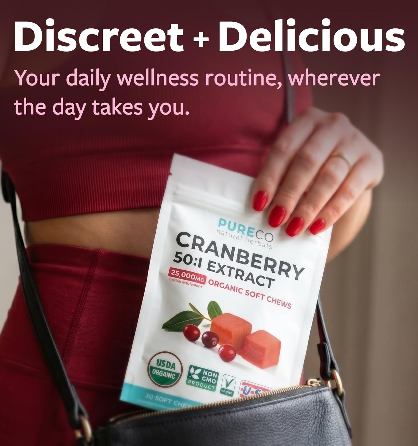 Organic Cranberry Pills - Vegan Supplement for Urinary Tract Health & Kidney Cleanse - Cranberry Pills for Women 500mg 50:1 Cranberry Concentrate Per Serving - Urinary Tract Support - 60 Capsules