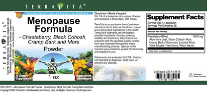 Menopause Formula Powder - Chasteberry, Black Cohosh, Cramp Bark and More