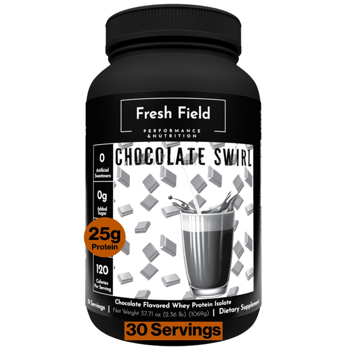 Fresh Field Performance and Nutrition, 30 Servings, 100% Whey Protein Isolate, 25g Protein