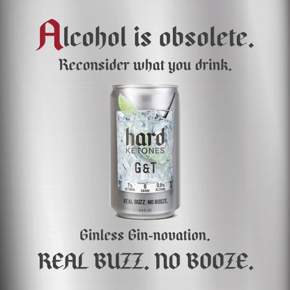 Hard Ketones G&T | 0.0% Alcohol Alternative with 7% Ketohol | 12 Pack, 8.4 Oz Cans