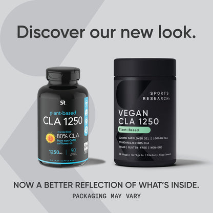 Sports Research Vegan CLA - 1250mg with Active Conjugated Linoleic Acid for Men