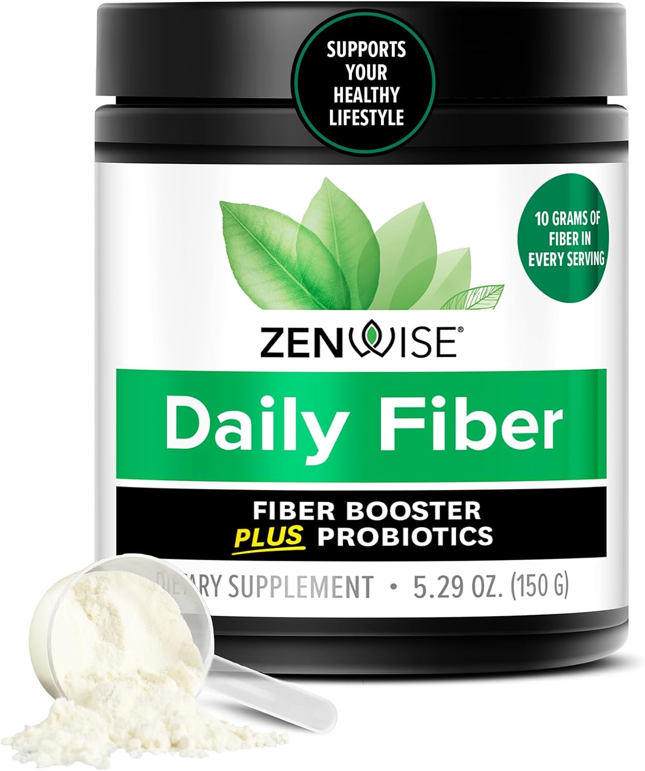 Zenwise Health Metabolic Probiotics Daily Fiber Powder Prebiotic - 15 Day | 15-day Supply, 10g Soluble Fiber, Fibersol, Satiety, Metabolic Probiotics, Appetite Control, Unflavored Powder