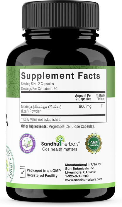 SANDHUHERBALS Moringa & Sea Moss Capsules Supplements for Women & Men | Supports Immune & Digestive Health