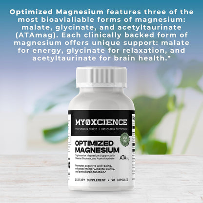 MYOXCIENCE Optimized Magnesium Glycinate + Magnesium Taurate (as ATAmag®) for High Brain Bioavailability to Support Stress Relief and Sleep | 30 Servings