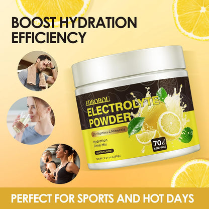 Sugar Free Electrolyte Powder - Lemon Flavor 70 Servings Refreshing Hydration Mix with Potassium, Sodium & Magnesium Fast-Absorbing Hydration Supplement, Gluten-Free, Ideal for Athletes