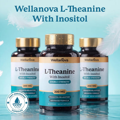 L-Theanine Supplement 400mg Double Strength – L-Theanine with Inositol | Supports Relaxation & Focus, Advanced Formula, 60 Capsules